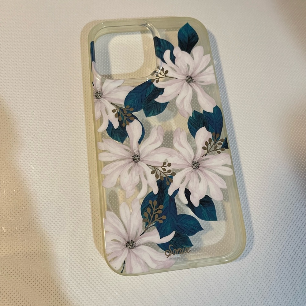 Clear iPhone 12 Pro Max case with white florals